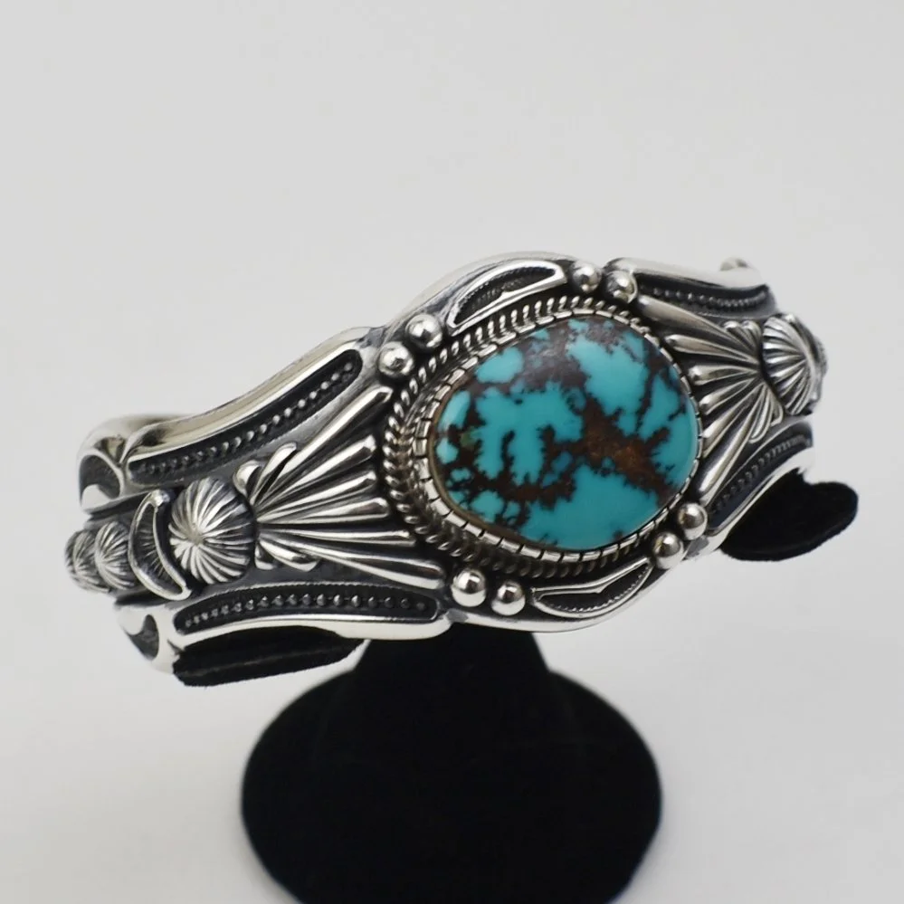 Harry H. Begay (Navajo) Silver and Burnham Turquoise Bracelet