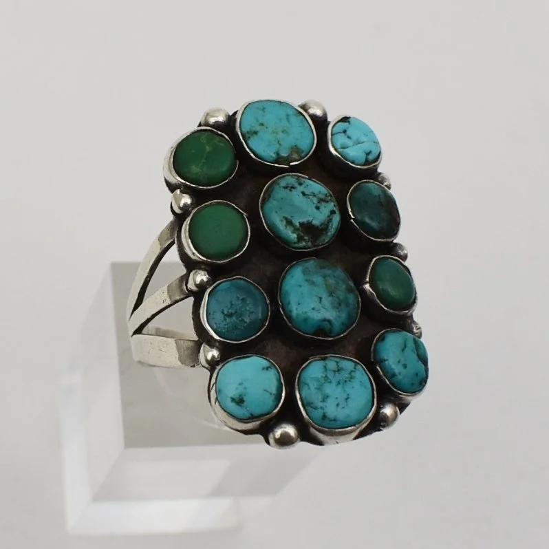 Navajo Silver and Turquoise 12-Stone Ring, c. 1930