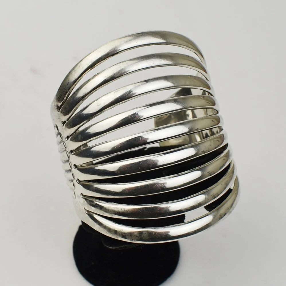 Allen Kee (Navajo) Silver 9-Bar Bracelet, c. 1950s