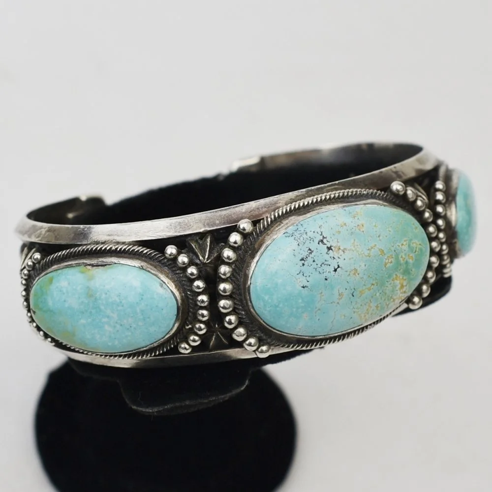 Perry Shorty (Navajo) Silver and Turquoise Bracelet — Turkey