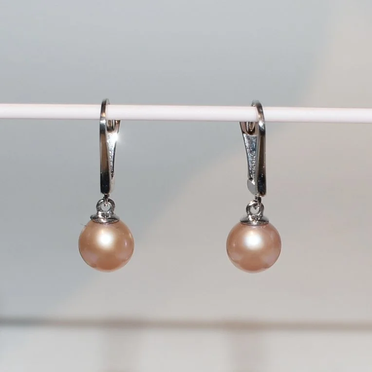 14k Gold and Pink Pearl Earrings