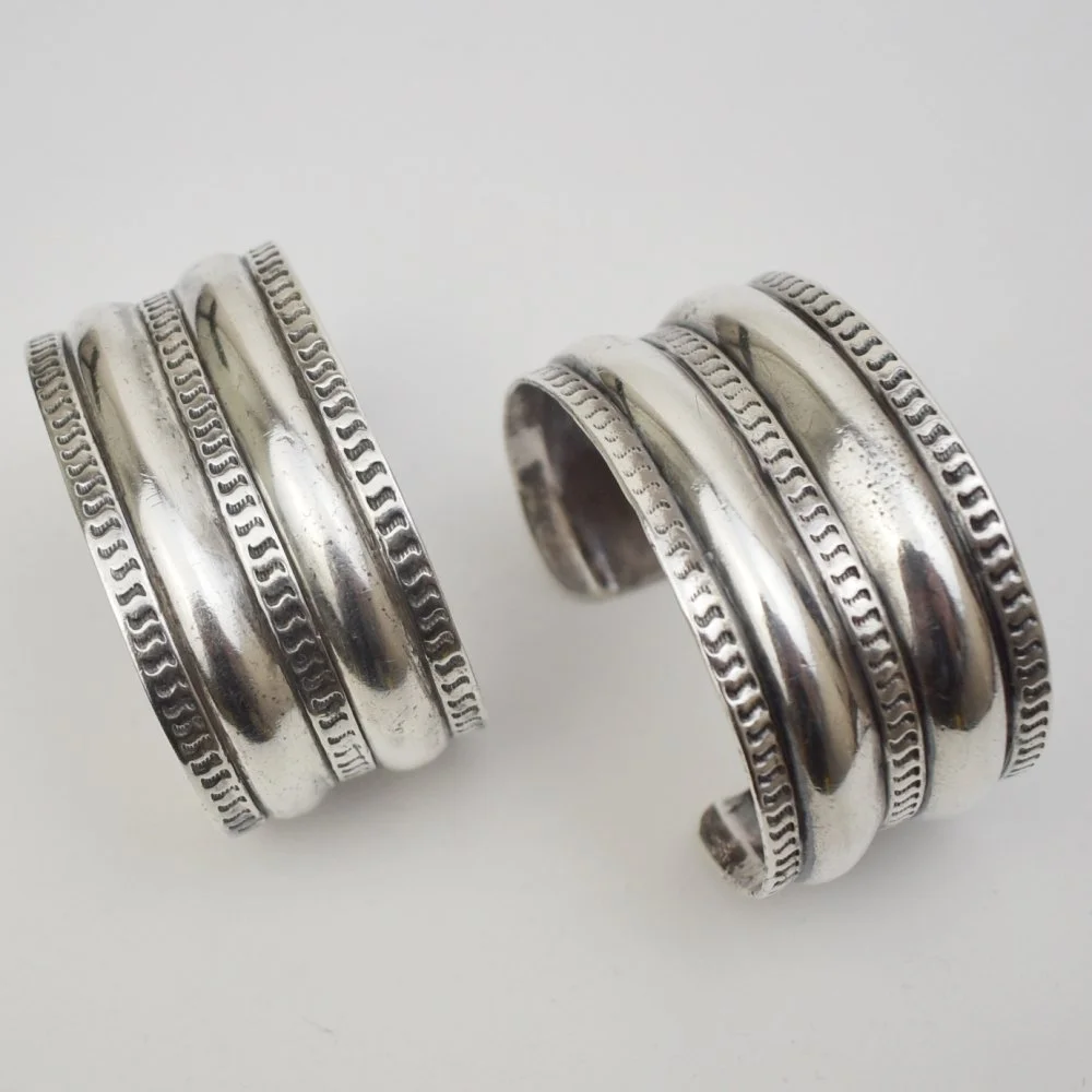 Pair of Navajo Silver Bracelets, Southwest Arts and Crafts, c. 1940