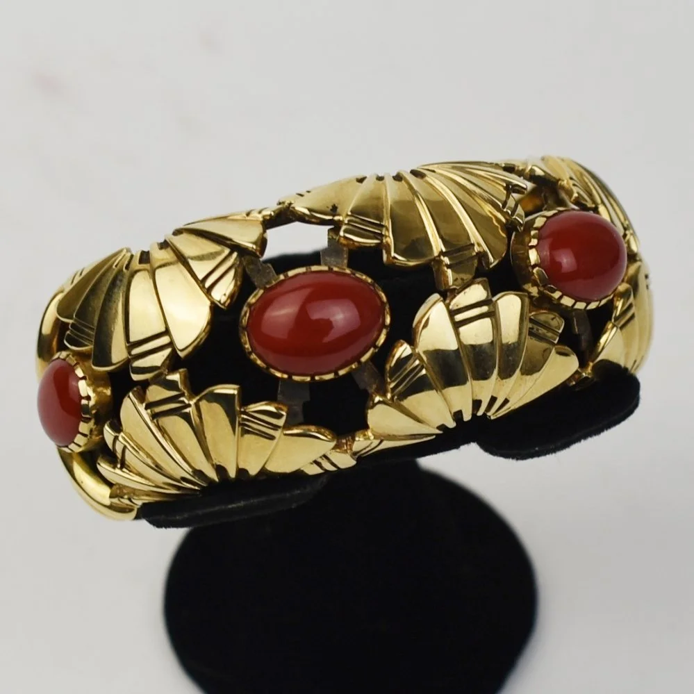 Harvey Begay (Navajo) 14k Gold and Coral Bracelet