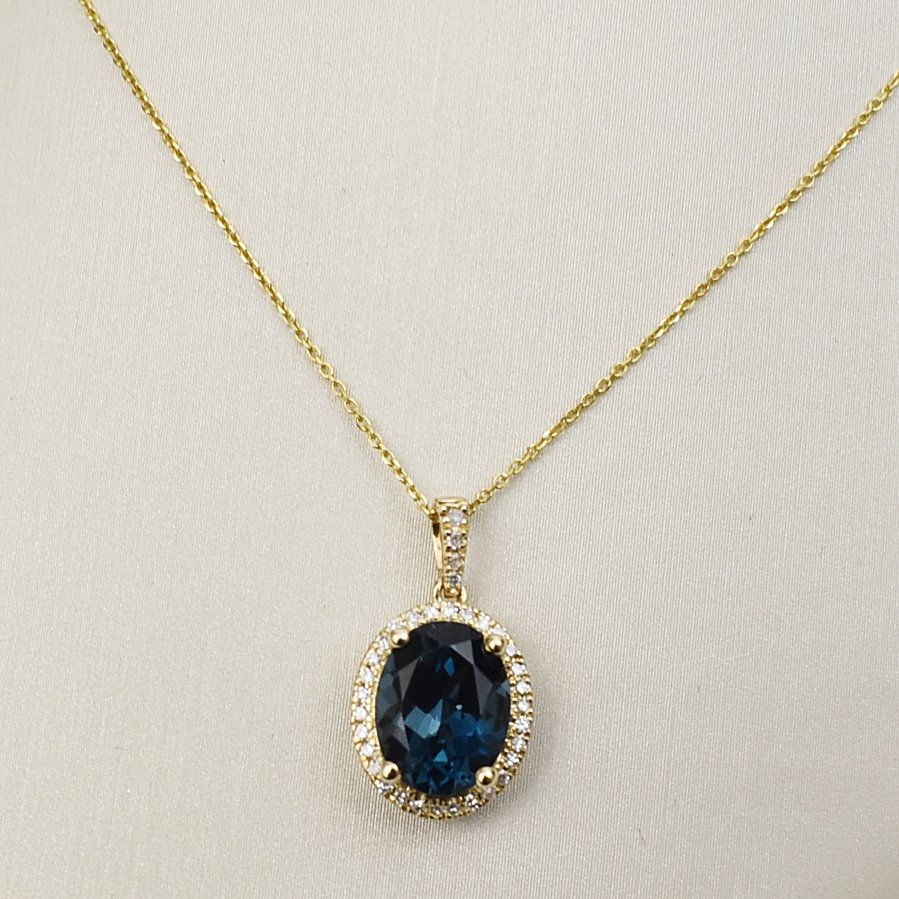 London Blue Topaz Necklace with Diamonds