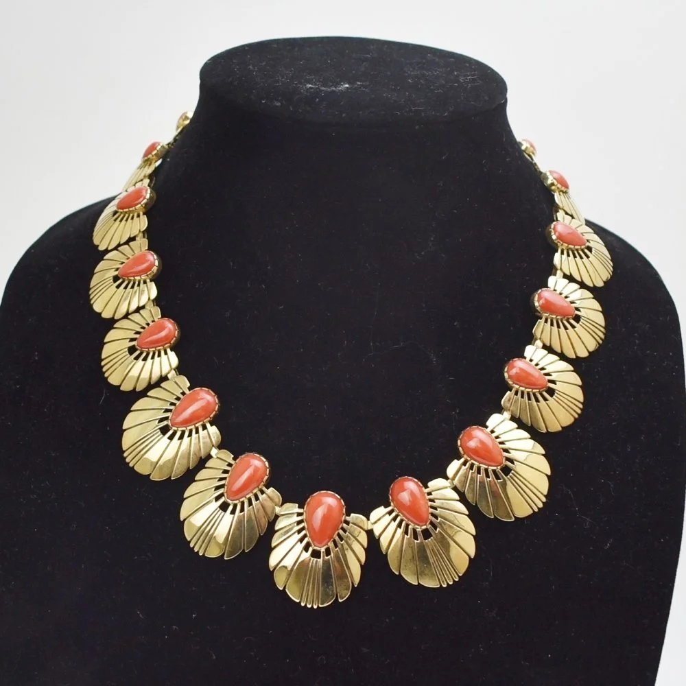 Harvey Begay (Navajo) 14k Gold and Coral Necklace