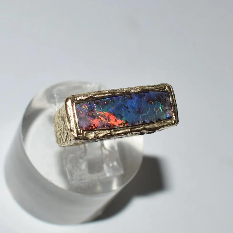Boulder Opal and 14k Gold Ring