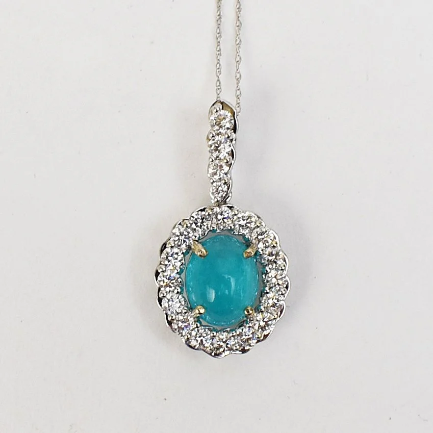 Paraiba Tourmaline, Diamond and Gold Necklace