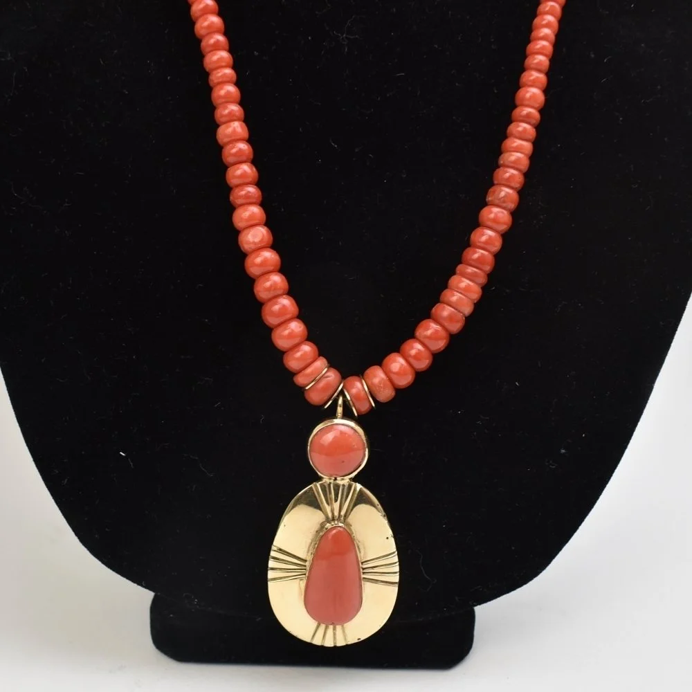 Julian Lovato (Santo Domingo) 14k Gold and Coral Necklace