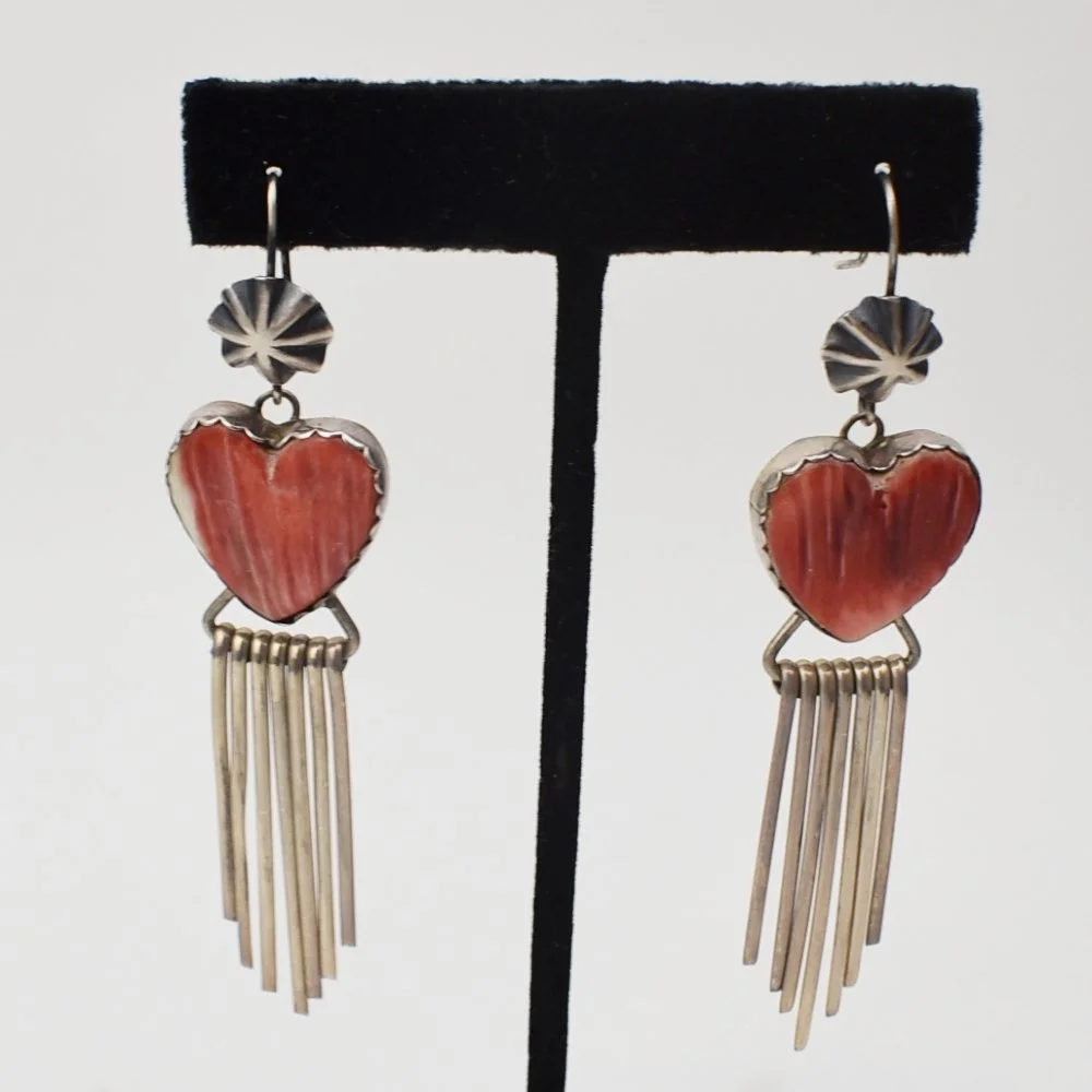 Silver and Spiny Oyster Earrings