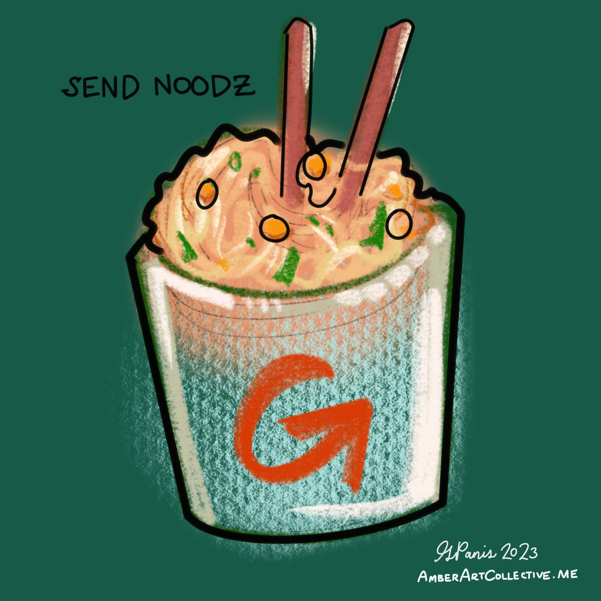 OG die cut sticker send noodz 2023