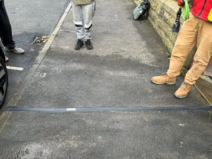 EV cable gully on Lancashire residential street