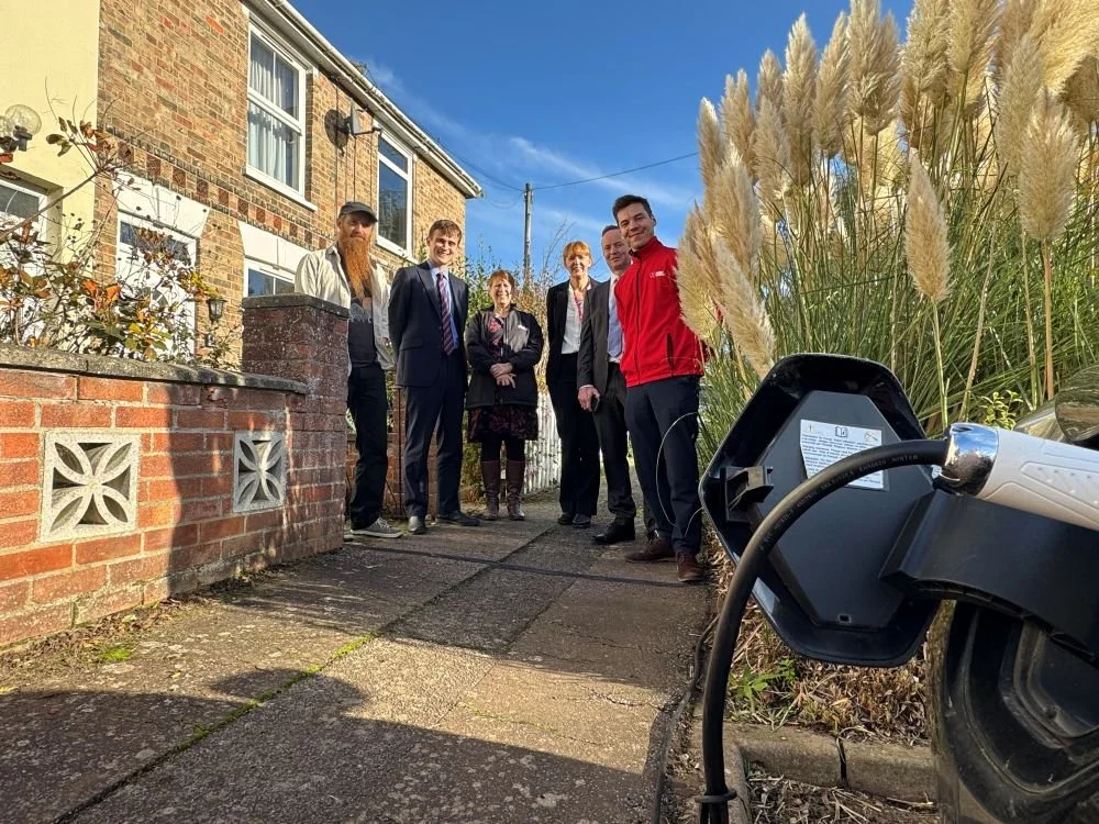 members of suffolk county council at new ev cable channel install