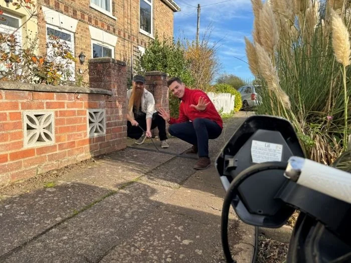 ev cable channel install in suffolk residential street