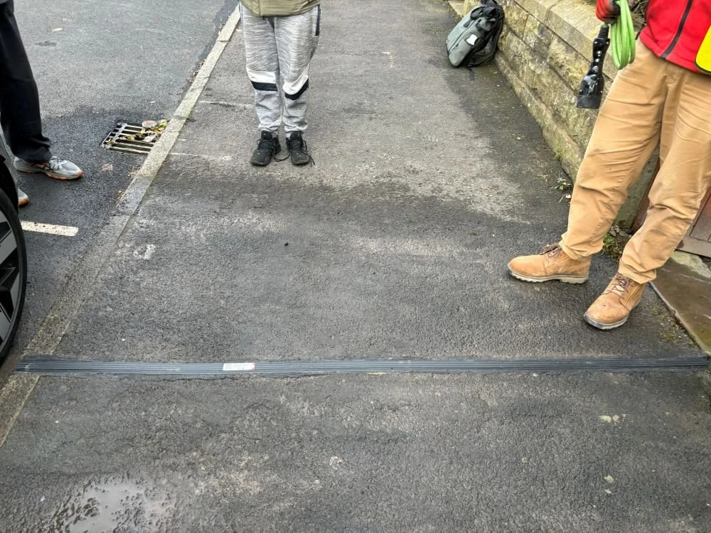 EV cable gully on Lancashire residential street