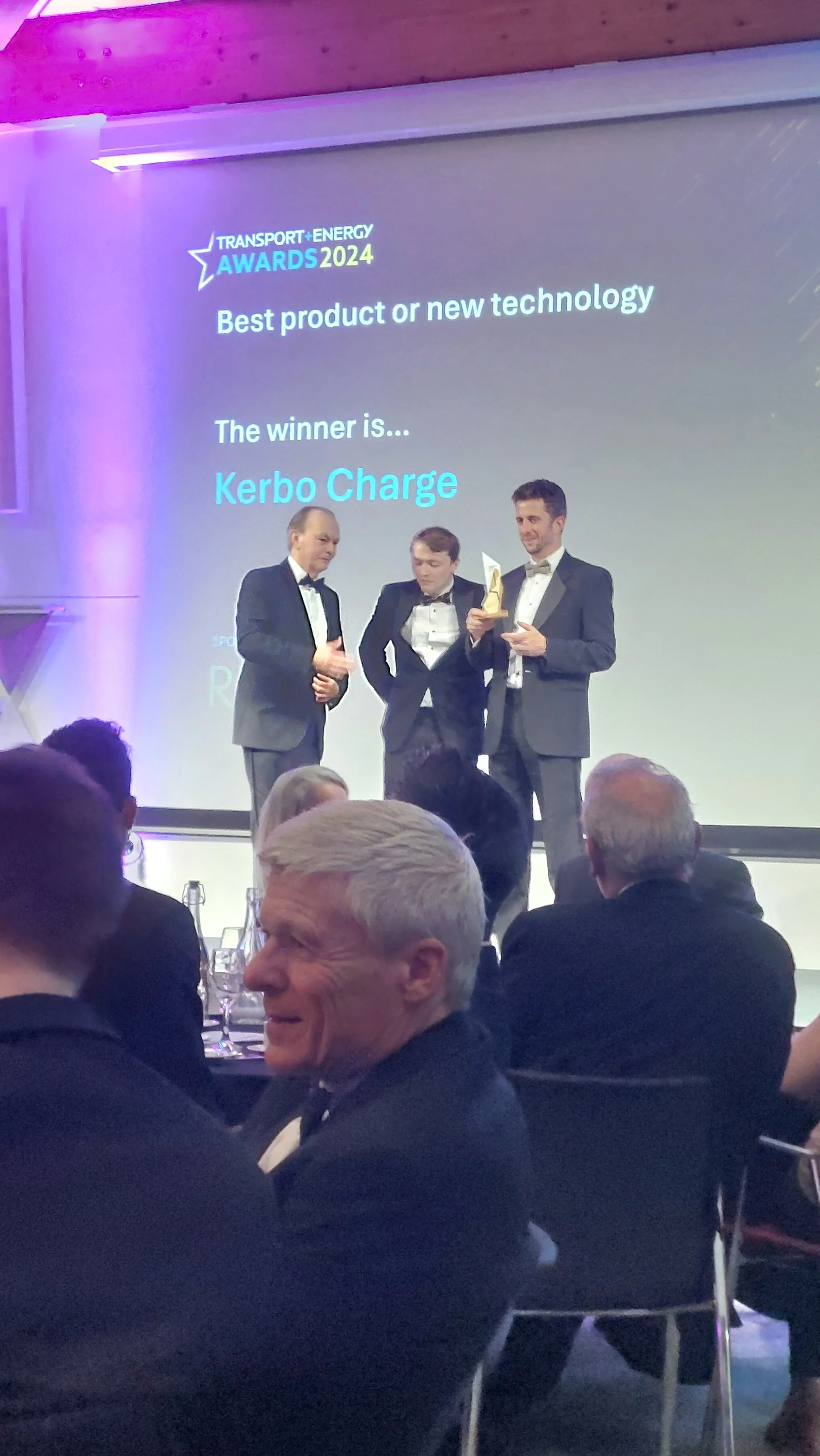 CEO Michael Goulden accepting the award for Best New Product at the Transport & Energy Awards
