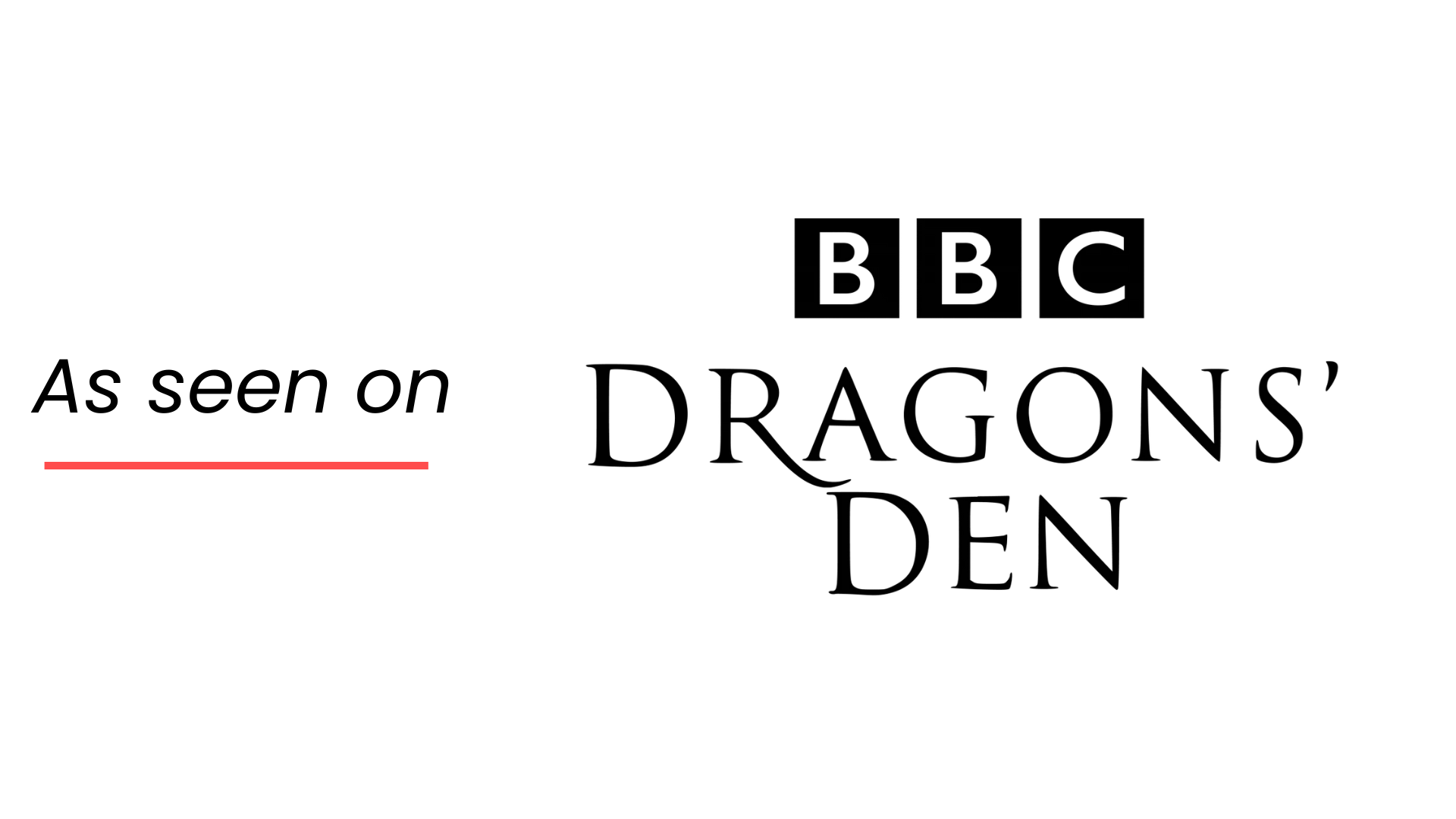 Logo of BBC's Dragons' Den with black background and white text.