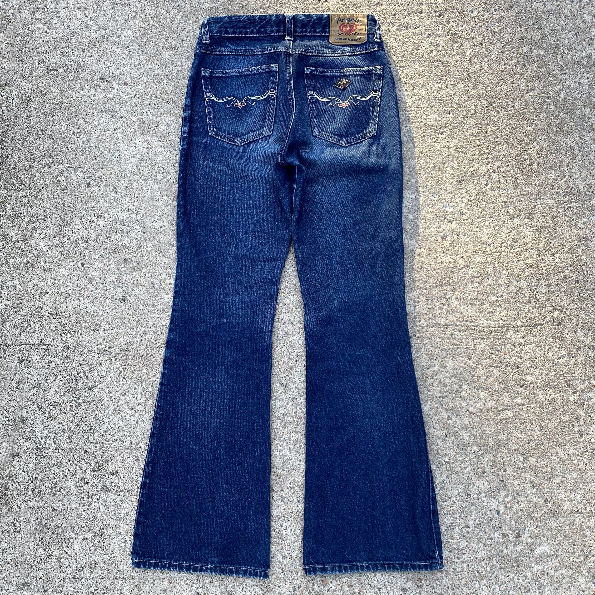 Vintage Landlubber Patchwork Flare Denim Jeans 60s Blue Low Rise 27x30 –  Black Shag Vintage