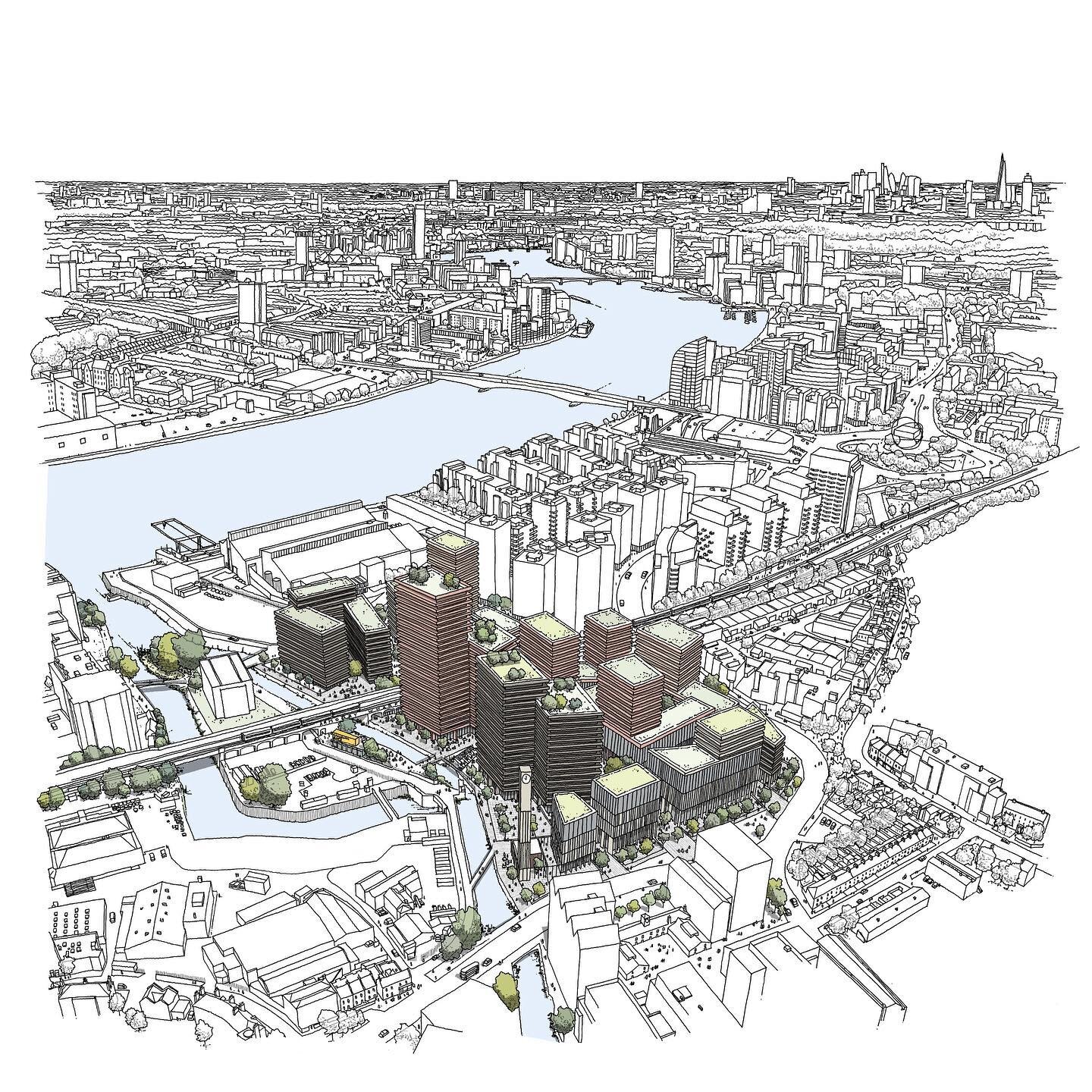 A Civic quarter which re-imagines a South London site delivering over new homes and a series of civic squares. The architecture to the South having a more civic public quality which becomes more private and residential as you move further into the de