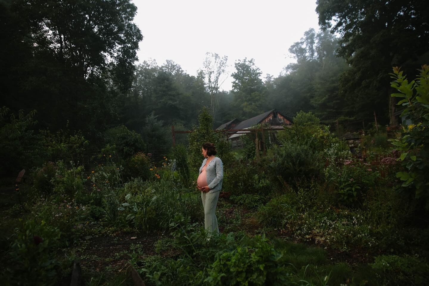 35 weeks pregnant here&hellip; trying to soak it all in, slow it down. Every thing is about to change, and we are so in love with this little guy already. From a foggy evening last week with @callahootie on the farm