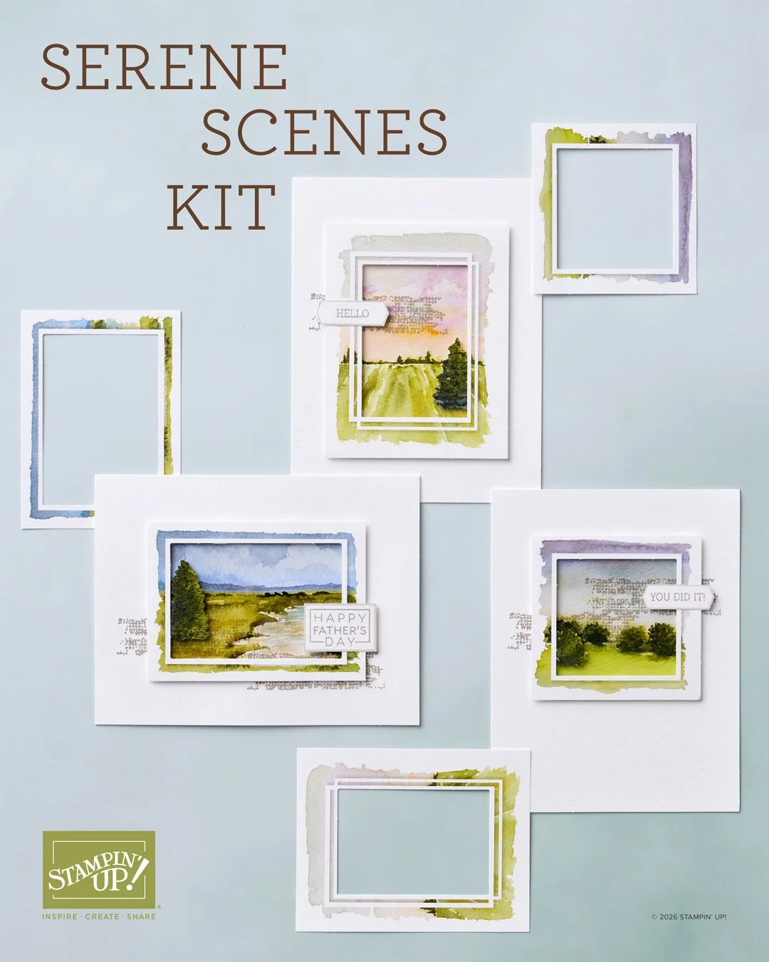 Serene Scenes Kit: Elegant Handmade Cards with Watercolor Landscapes