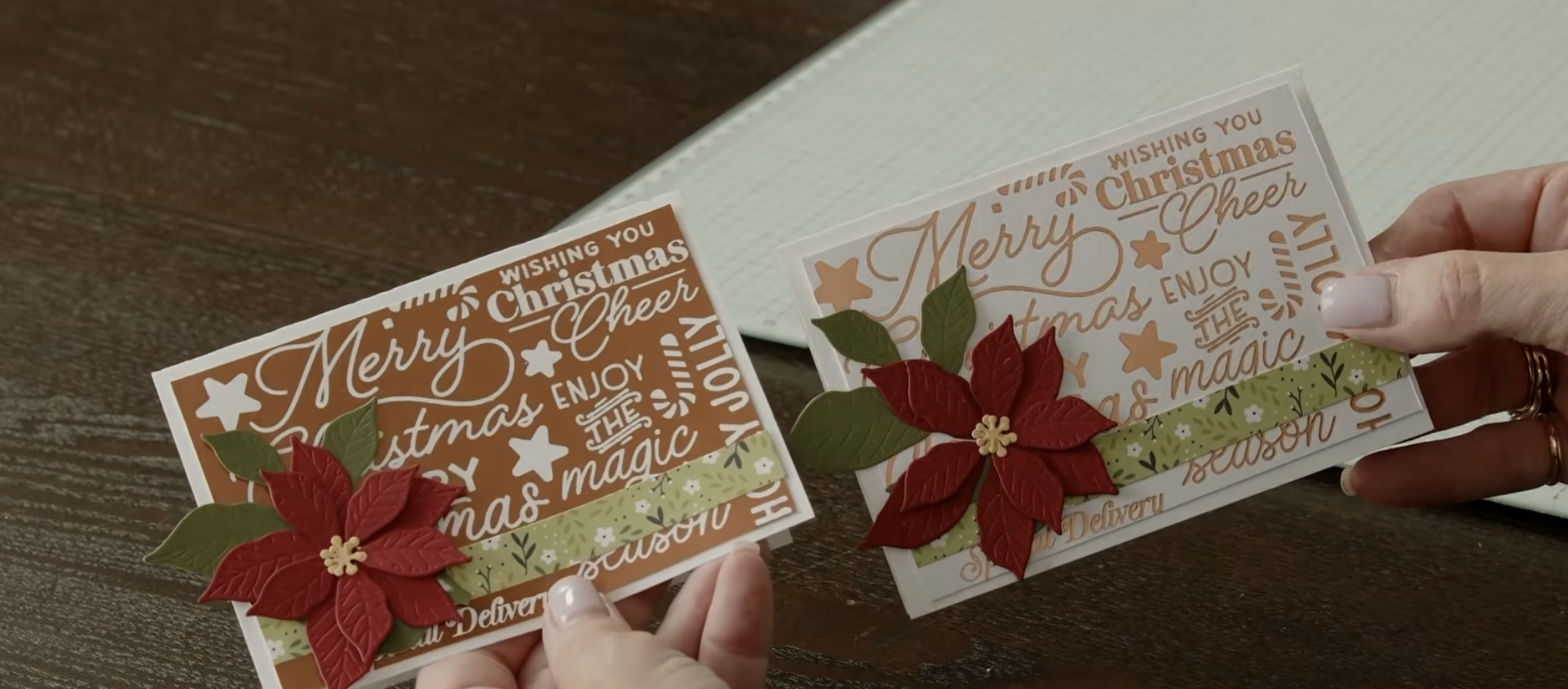 Christmas cards using reverse hot foil die so you get a standard looking card plus using the negative space on second card