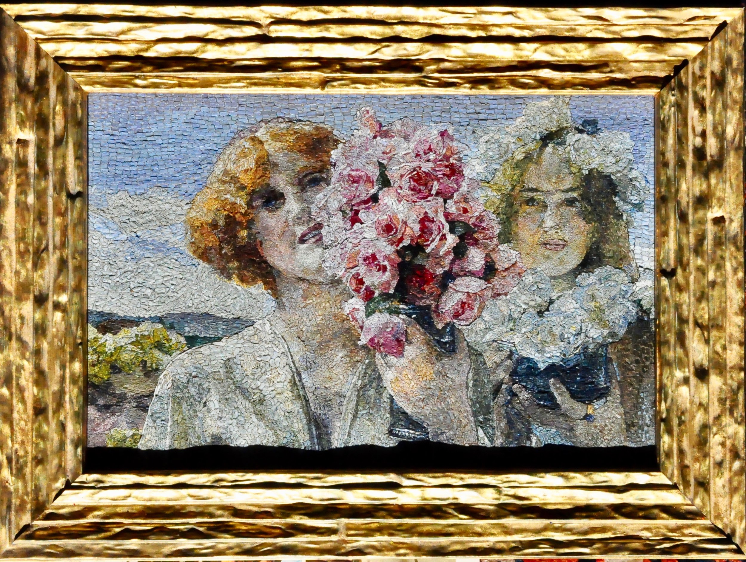 This micromosaic is the copy of the original Sir Lawrence Alma Tadema's painting, called "Summer offering".
Cm. 37,0 x 24, 5 Inch 14,57 x 9,65