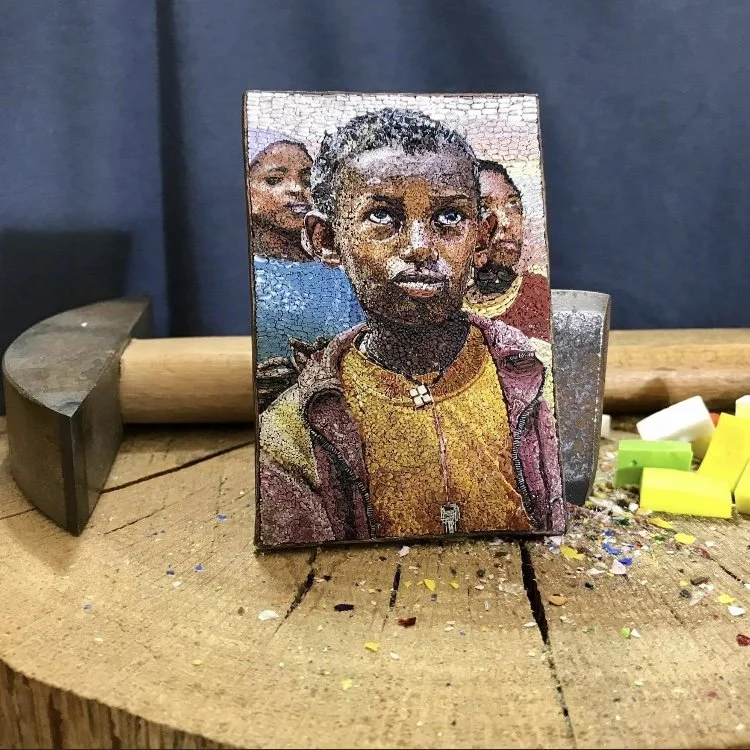 Micromosaic called "Young Ethiopian".
Cm. 9,0 x 6,0     Inch 3,54 x 2,36