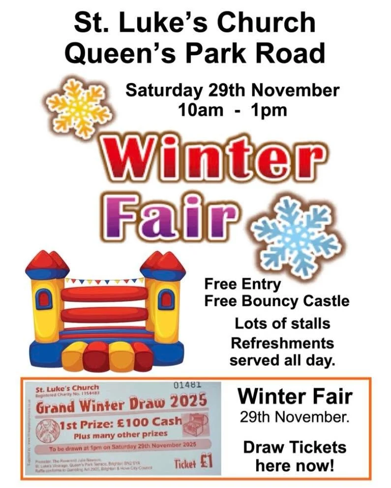 📣 THIS SATURDAY 📣 

Get ready to join us for our Winter Fair! All the usual stalls, the infamous bouncy castle, Raffle and refreshments!

We look forward to welcoming you!🎄🎅🏼💒

#christmasfair #Christmas #winterfair #DioceseofChichester #brighto