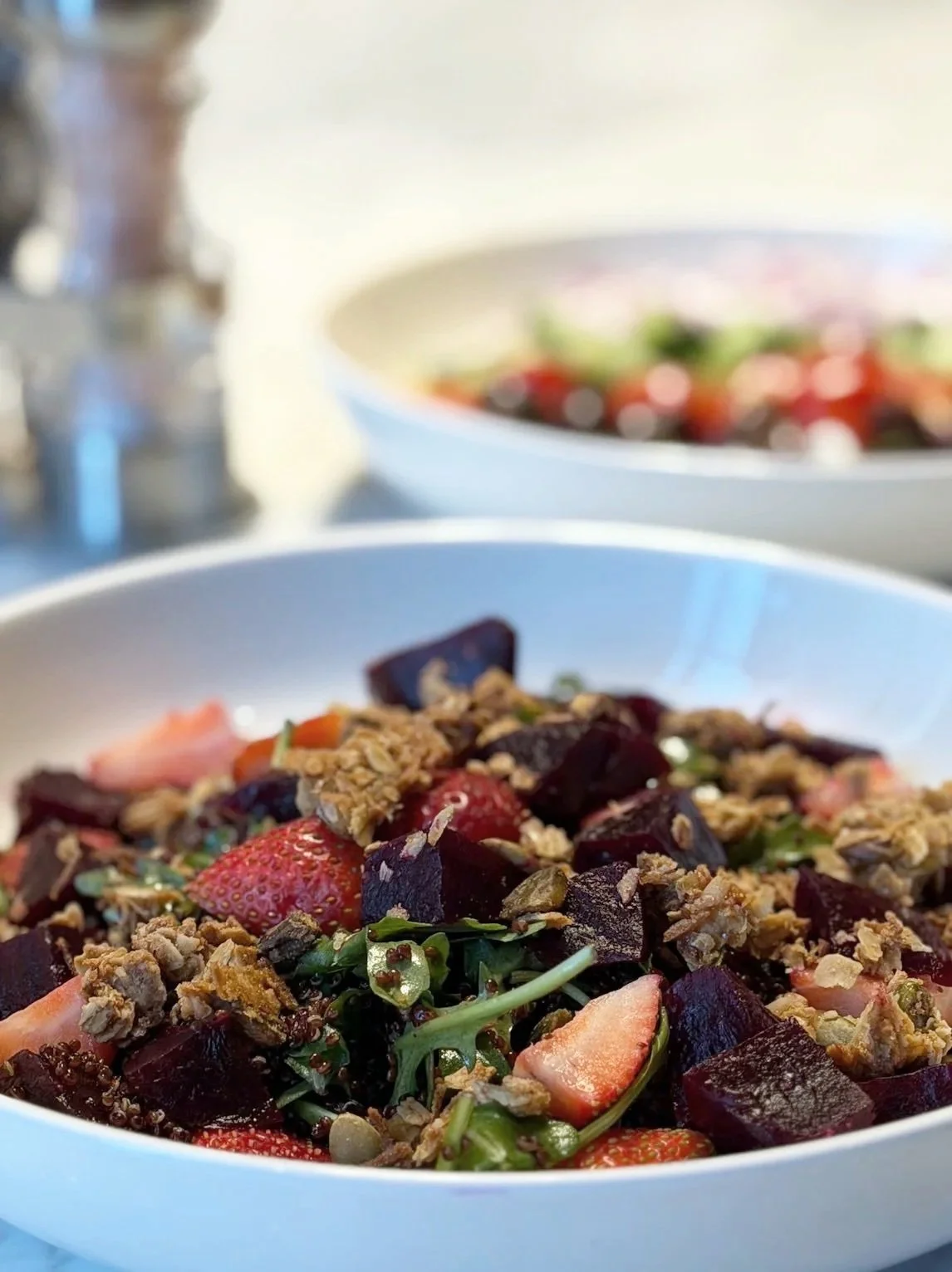 BEET & QUINOA maple balsamic, strawberries, granola, herbs