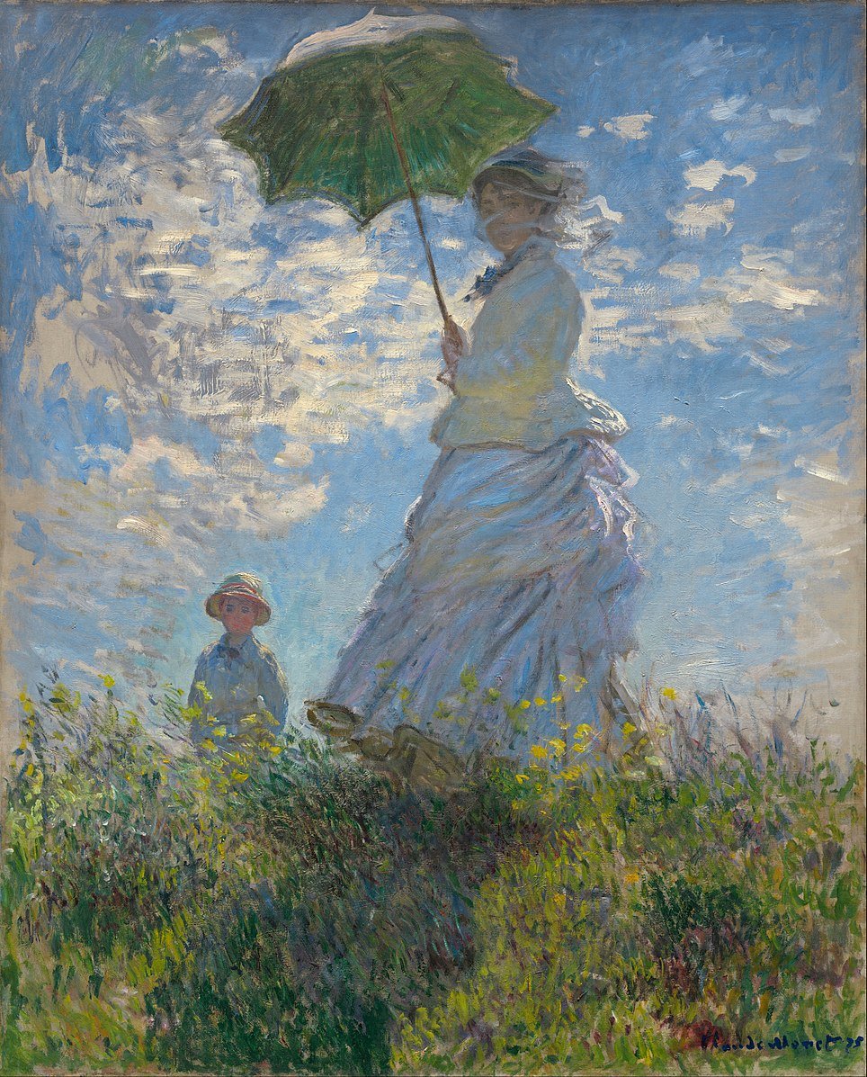 Woman with a Parasol - Madame Monet and Her Son by Claude Monet. 1875.