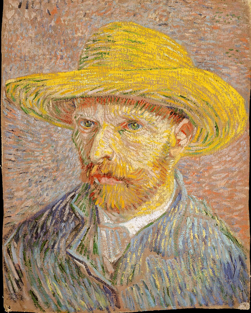 Self-Portrait with a Straw Hat (obverse: The Potato Peeler) by Vincent Van Gogh. 1887. 
