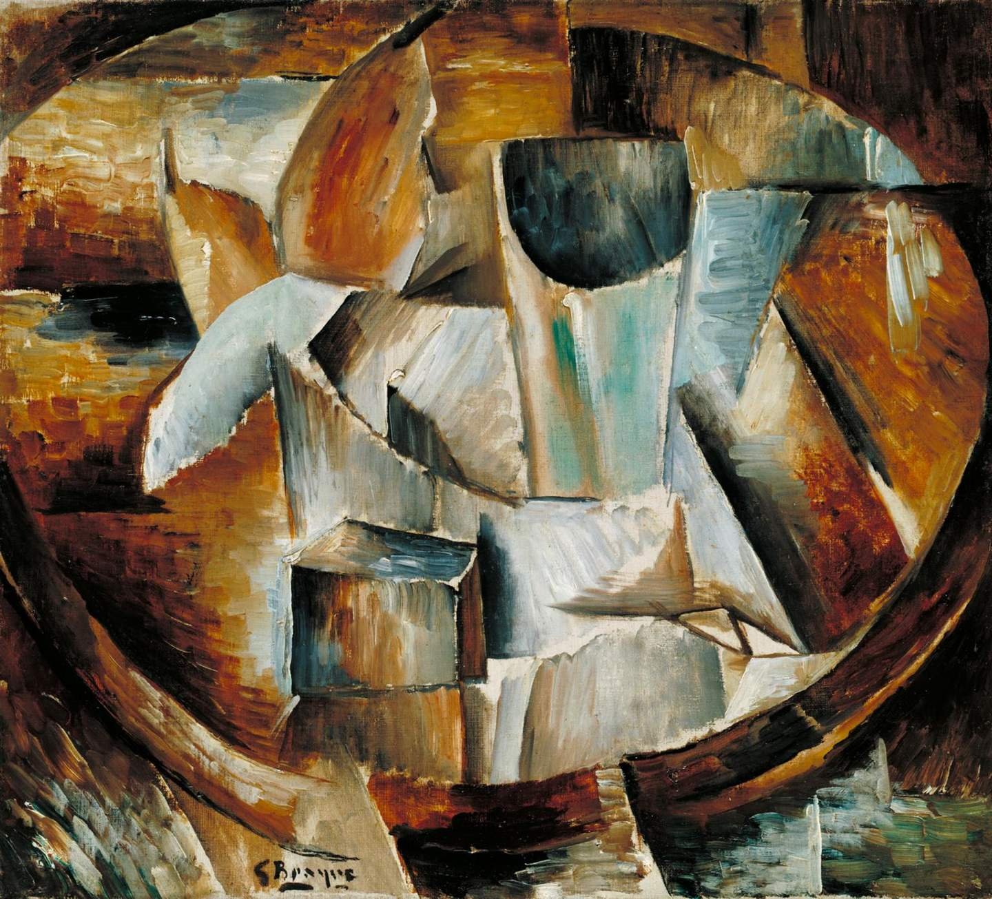 Glass on a Table by Georges Braque. 1909-1910.