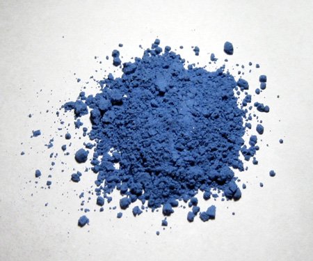 Natural ultramarine pigment. Image from Wikimedia Commons.