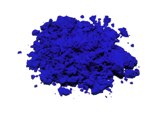 Synthetic ultramarine pigment. Image from Wikimedia Commons.