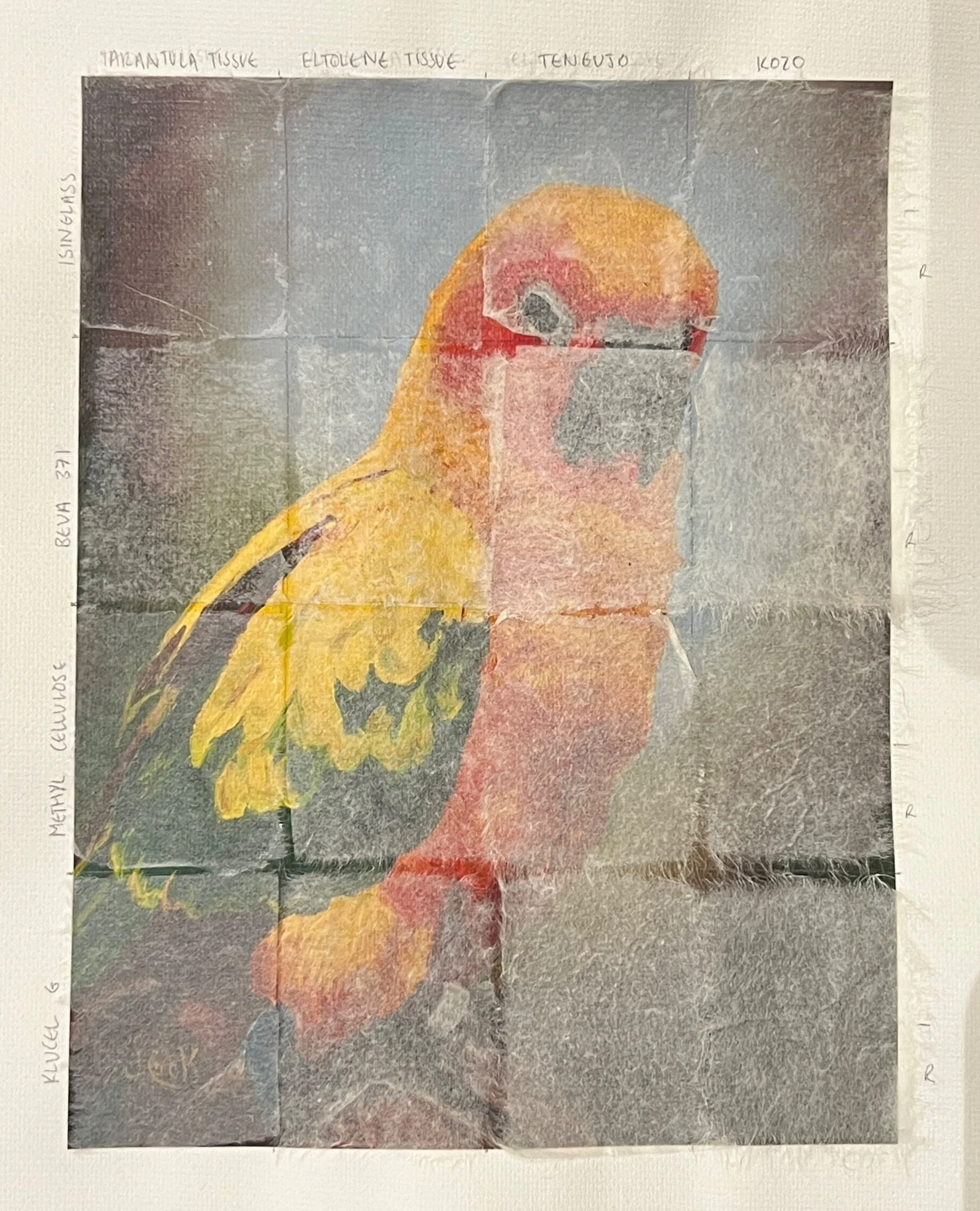 Sample Painting 1 - After facing with various tissue samples and adhesives.