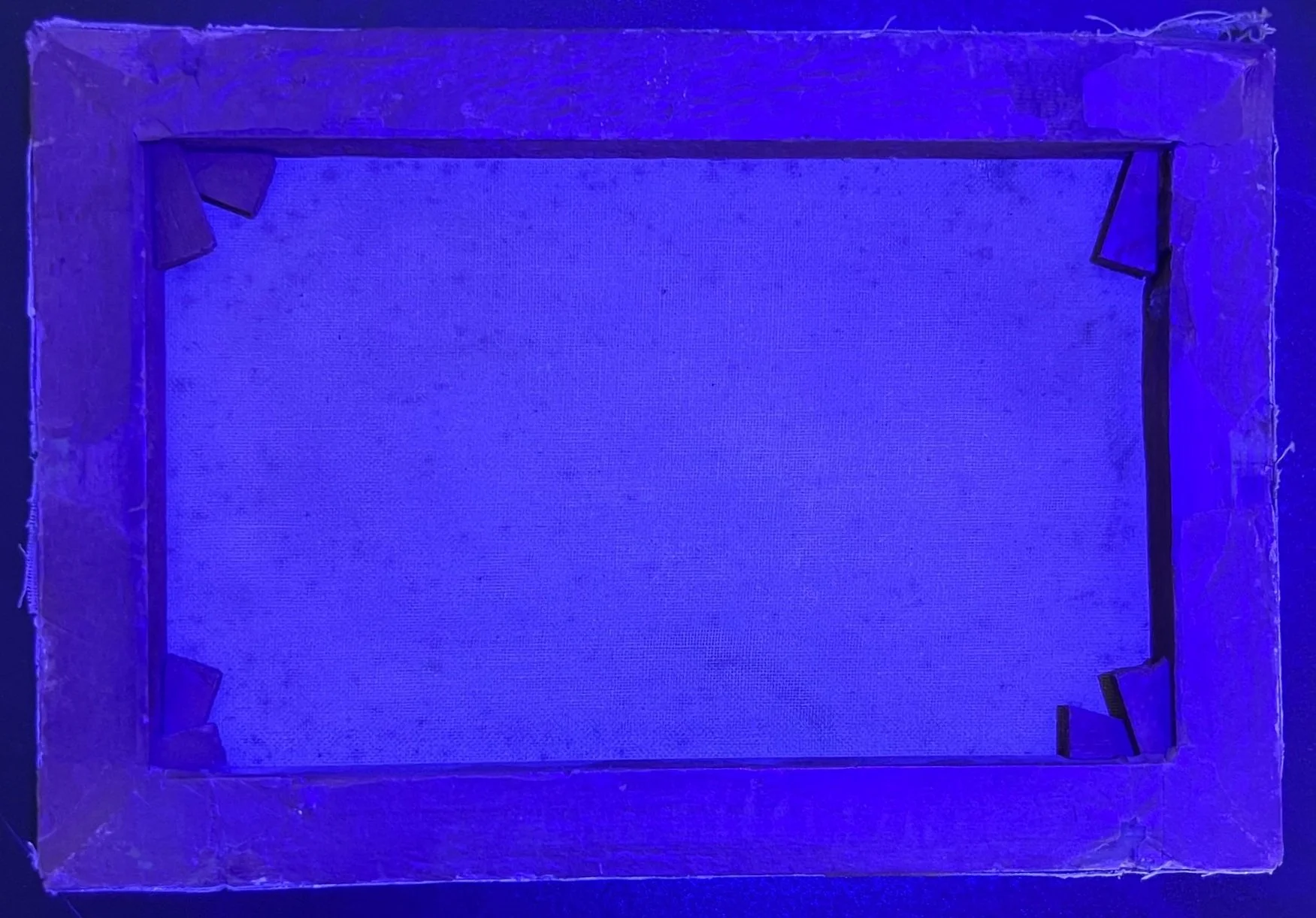 Full verso of 'Antique Dutch Oil Painting' before treatment in UV light EV0.