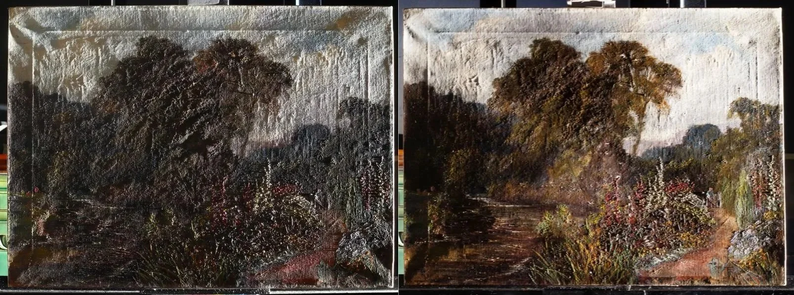 Localised Treatment of Planar Distortion Before and After under Raking Light 
