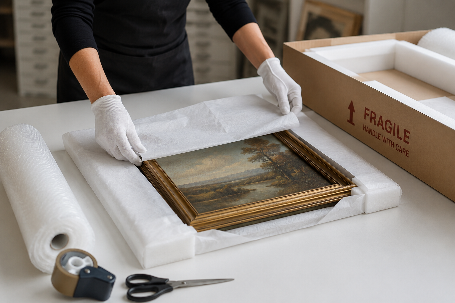 Packing and transporting paintings safely