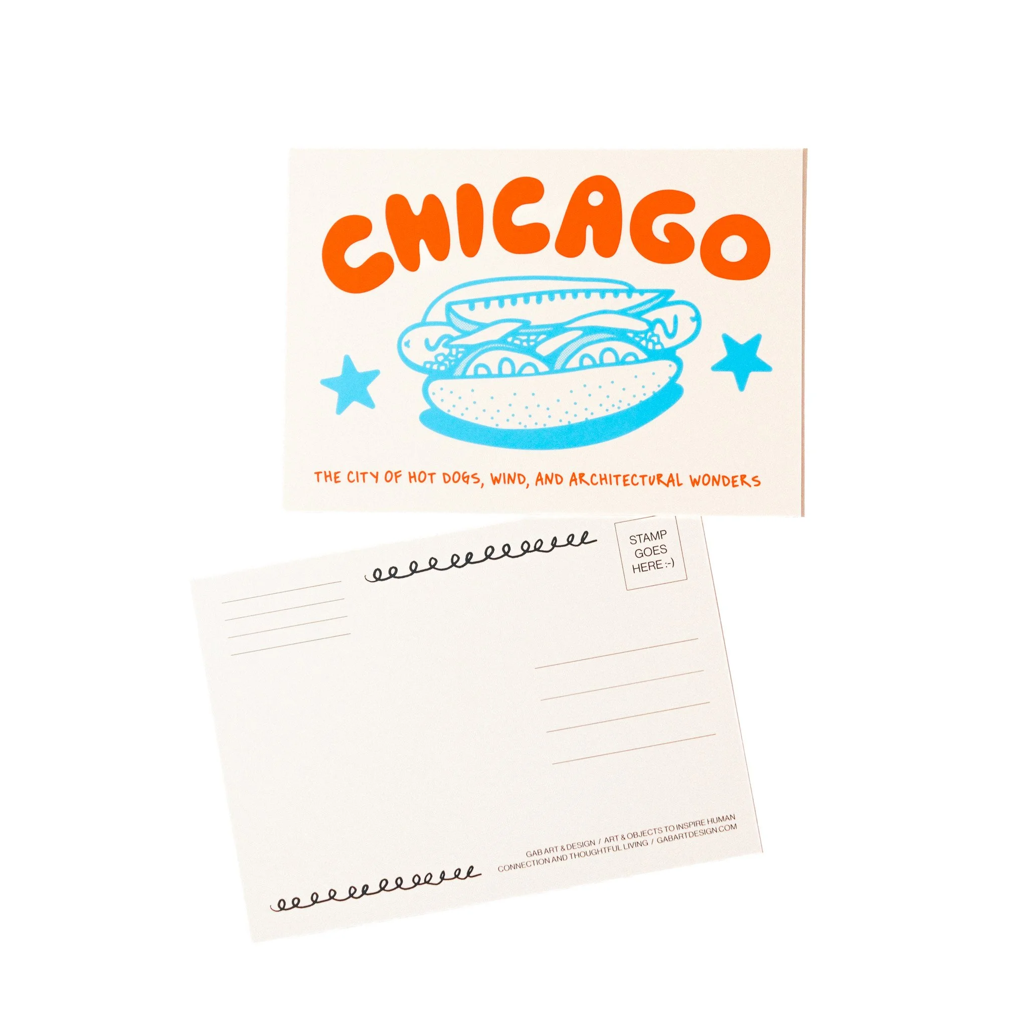 chicago hot dog postcard print