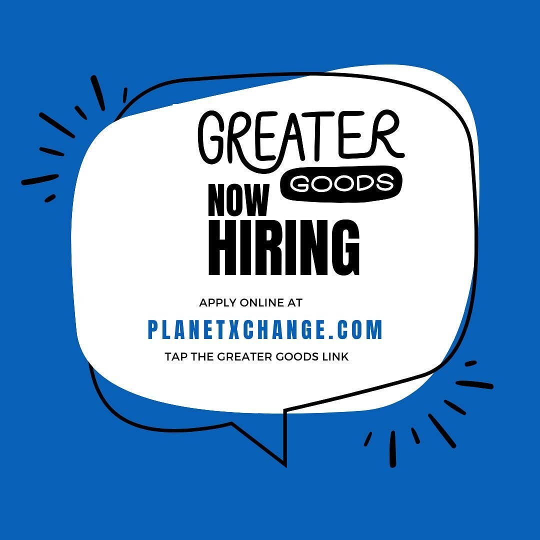 Greater Goods is now hiring for its new location opening soon on Kingston Pike! This is an exciting opportunity to join a store first of it&rsquo;s kind in Knoxville. Daily duties will include cashiering, sorting donations / filling bins, and maintai