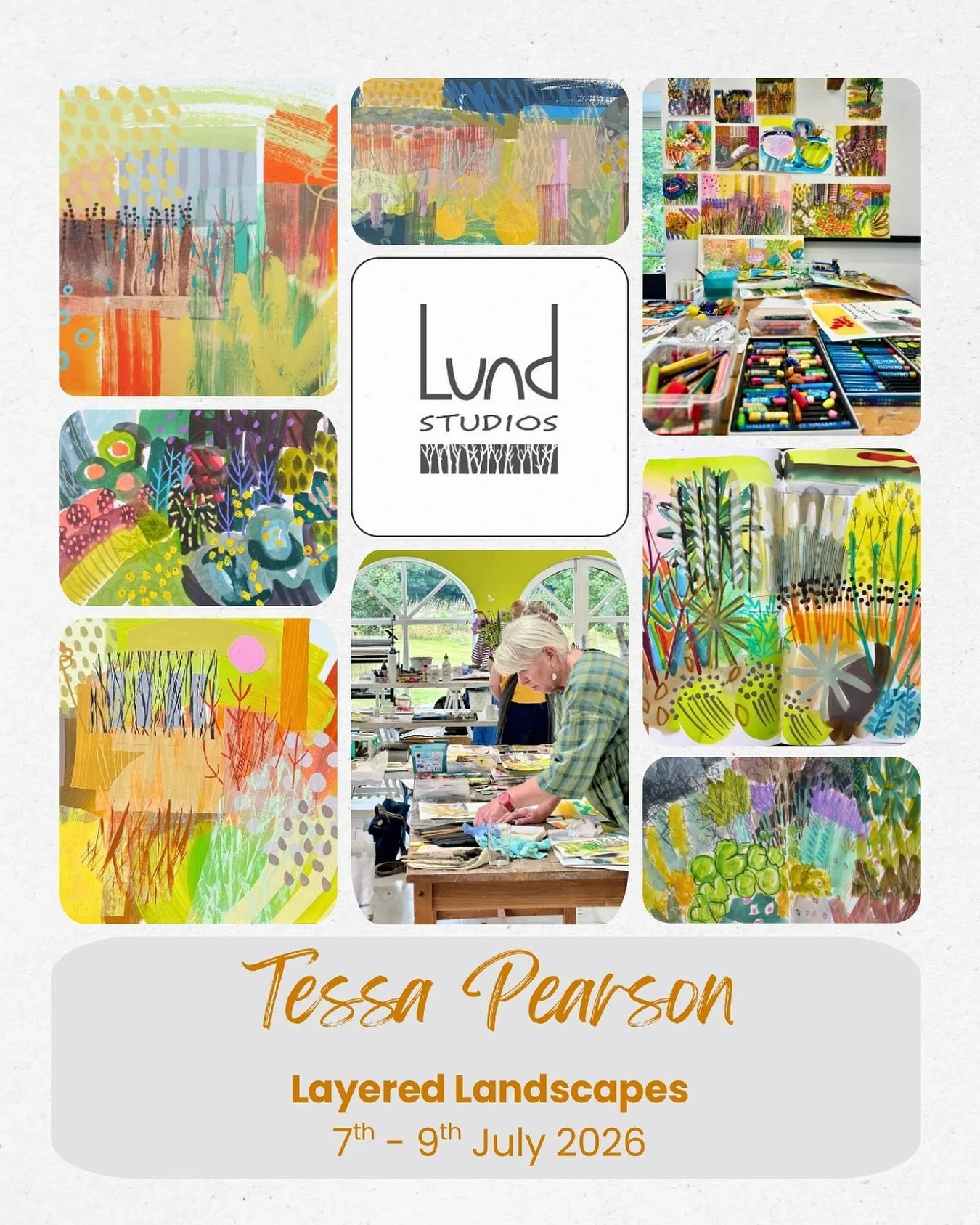 Tessa Pearson : &lsquo;Layered Landscapes- Exploring Colour and Pattern with collage&rsquo;
7th - 9th July

Tessa ran a course here at The Lund earlier this year.&hellip;. before the end of the first day we were hoping she&rsquo;d accept our invitati