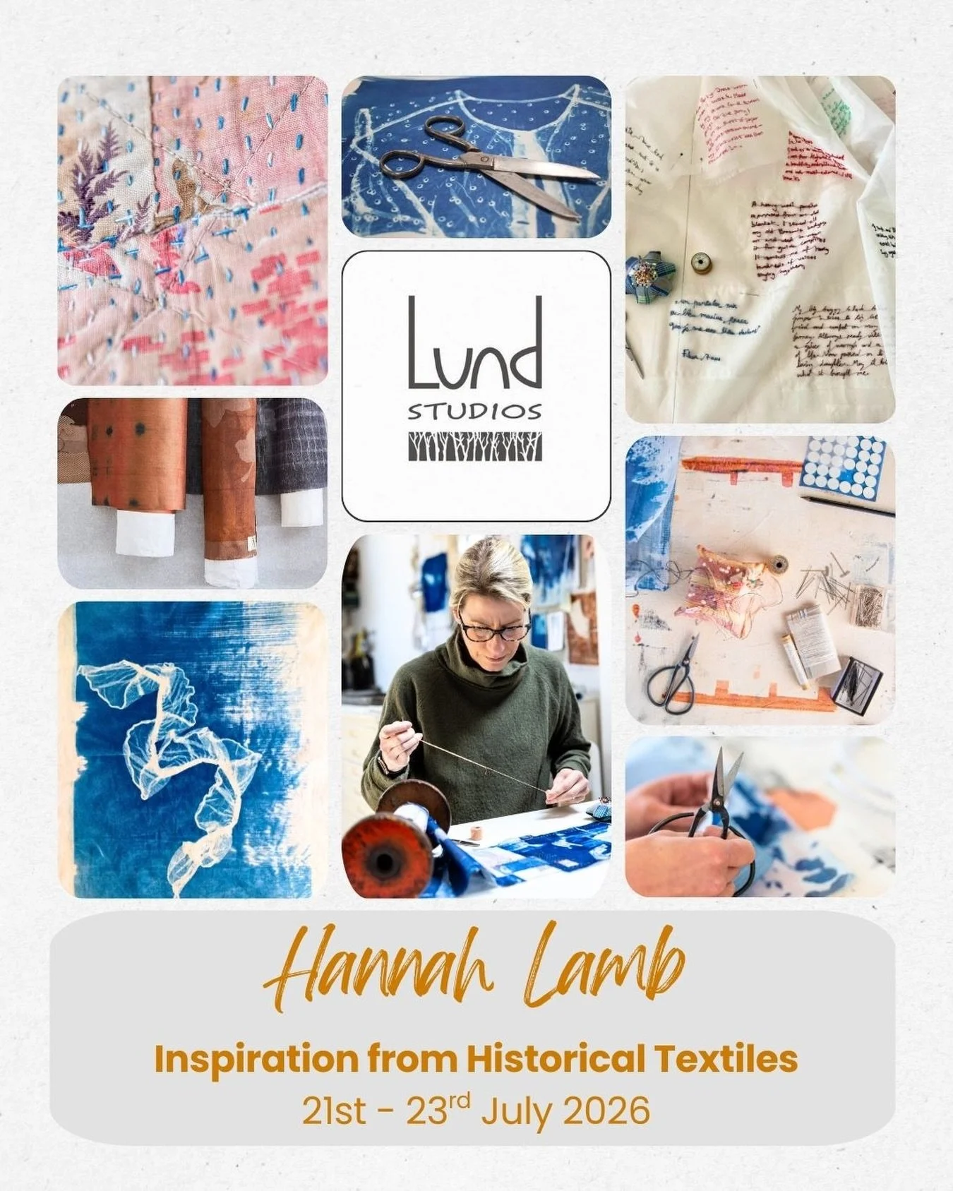 Hannah Lamb - &lsquo;Inspiration from Historical Textiles&rsquo;
21st - 23rd July 2026

Fascinated by textiles and the stories they can tell, Hannah&rsquo;s practice is a personal dialogue with materials, experimenting with layers of imagery and surf