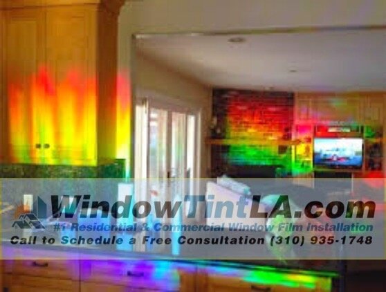 This is a picture of how the film makes the kitchen look when the light hits it