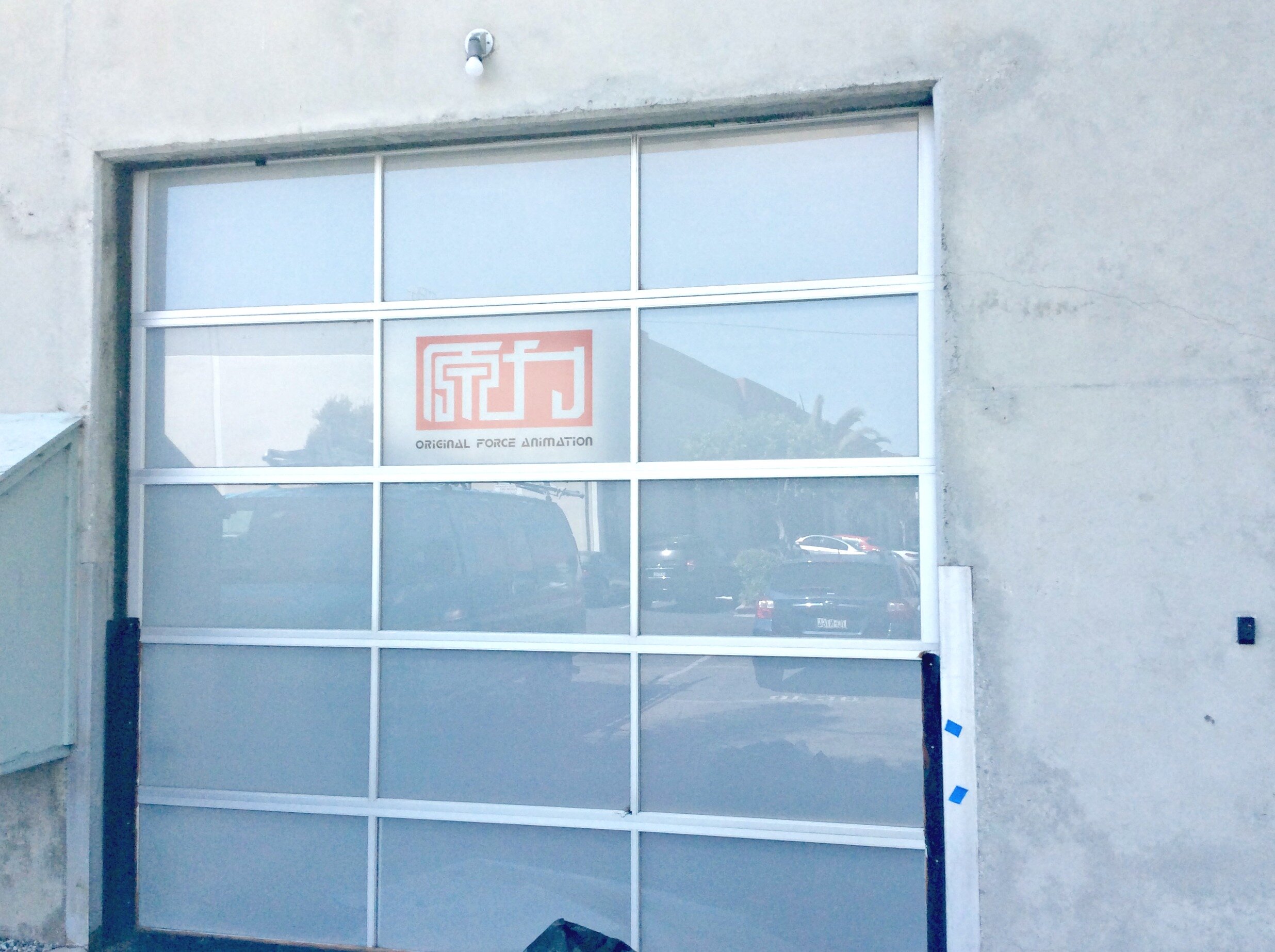 Logo and frost privacy film installed