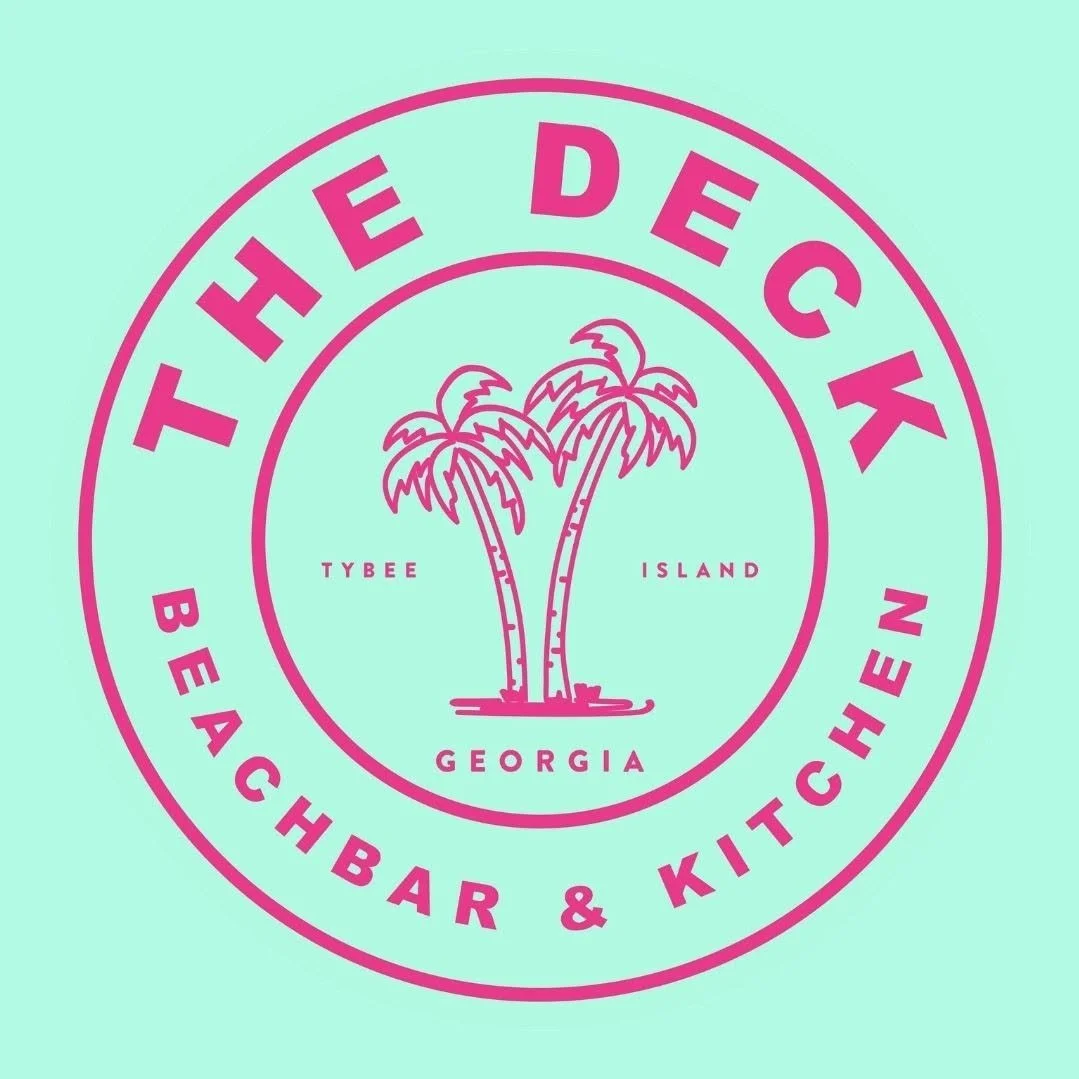 Logo for The Deck beach bar and kitchen in Tybee Island, Georgia 