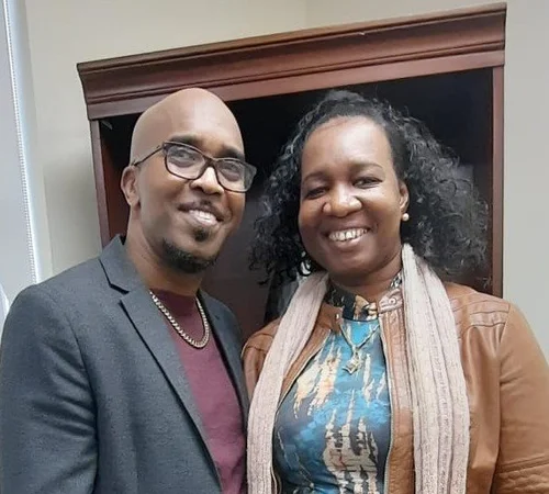Couple smiling and giving thanks for their restored marriage