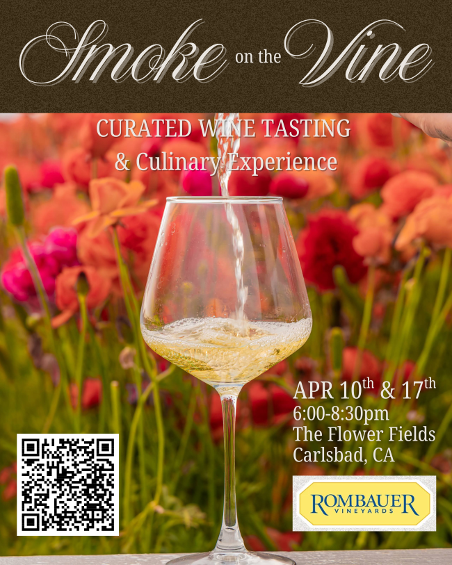 Napatini &amp; Chef Josh Holt host 4 Course “Smoke on the Vine” Dinner paired with wines from Rombauer Vineyards.