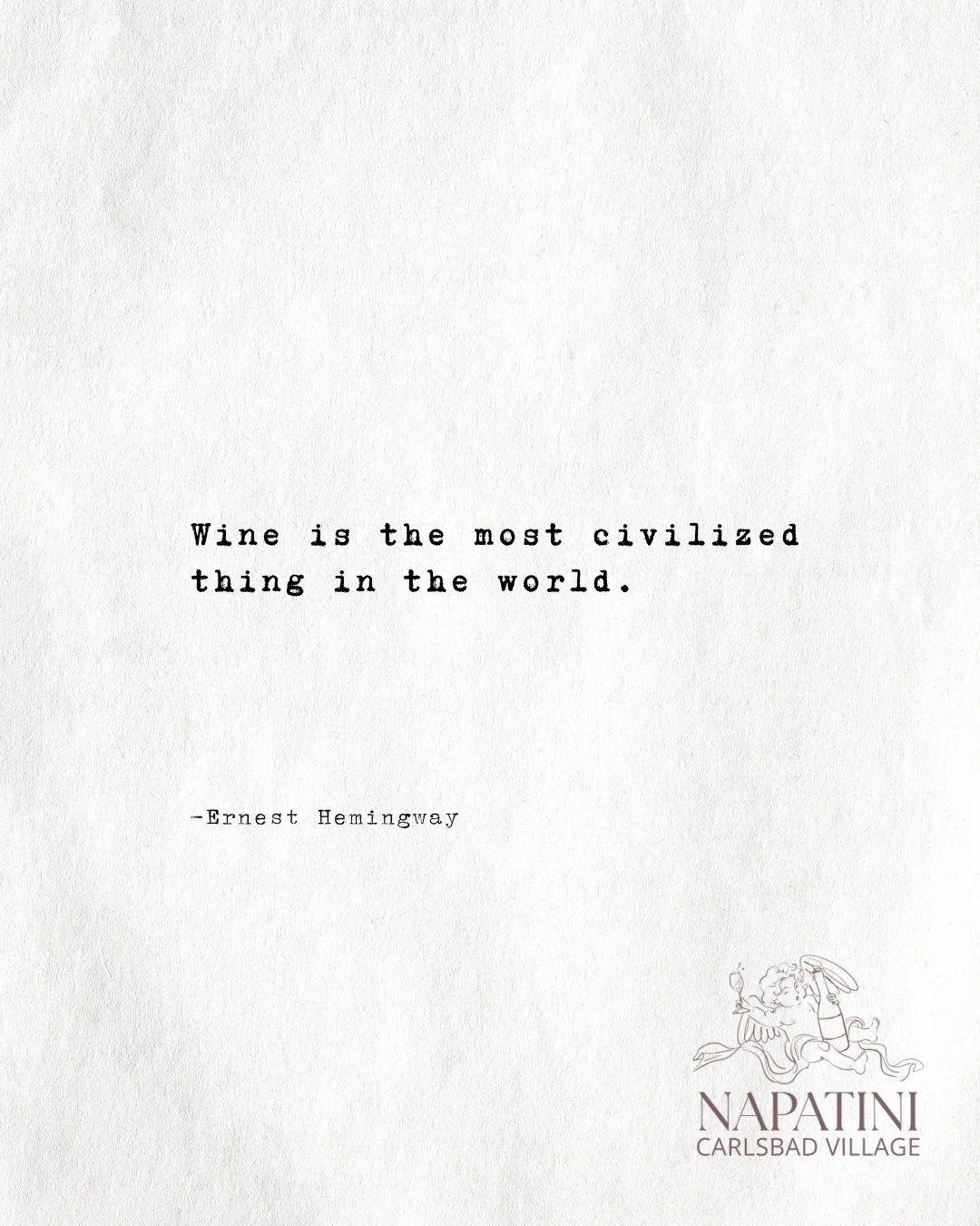 Hemingway had a way with words. We have a way with wine. 🍷

Come find out what all the fuss is about.

Good juice. Good company. 

📍 Carlsbad Village