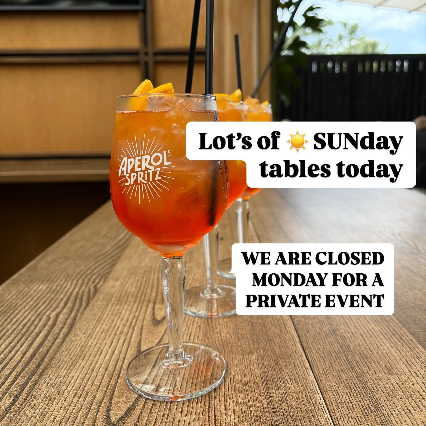That about says it all.

Plenty of walk in tables today from midday ☀️