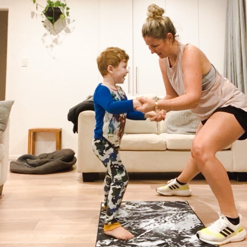 At Fit Mama, we believe you can absolutely exercise with your kids around - whatever their age!

3 mornings a week I go live with my online crew at 7.05am. In this half hour slot my kids wake up, get out of bed, give me morning cuddles, I direct them